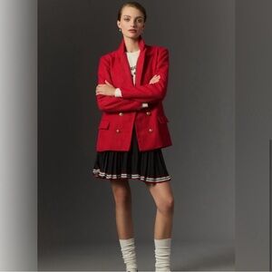 Bishop + Young Anthropologie NWT Parker Red Blazer Jacket Double Breasted Knit
